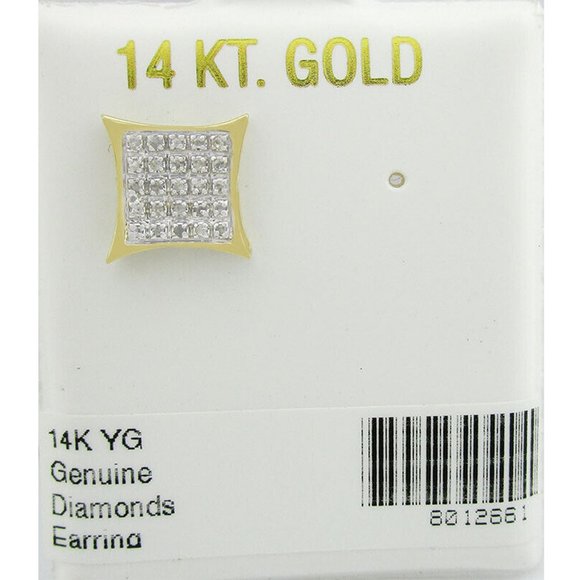 Genuine 0.25 Cts Diamonds Stud Single Earring 14K Gold